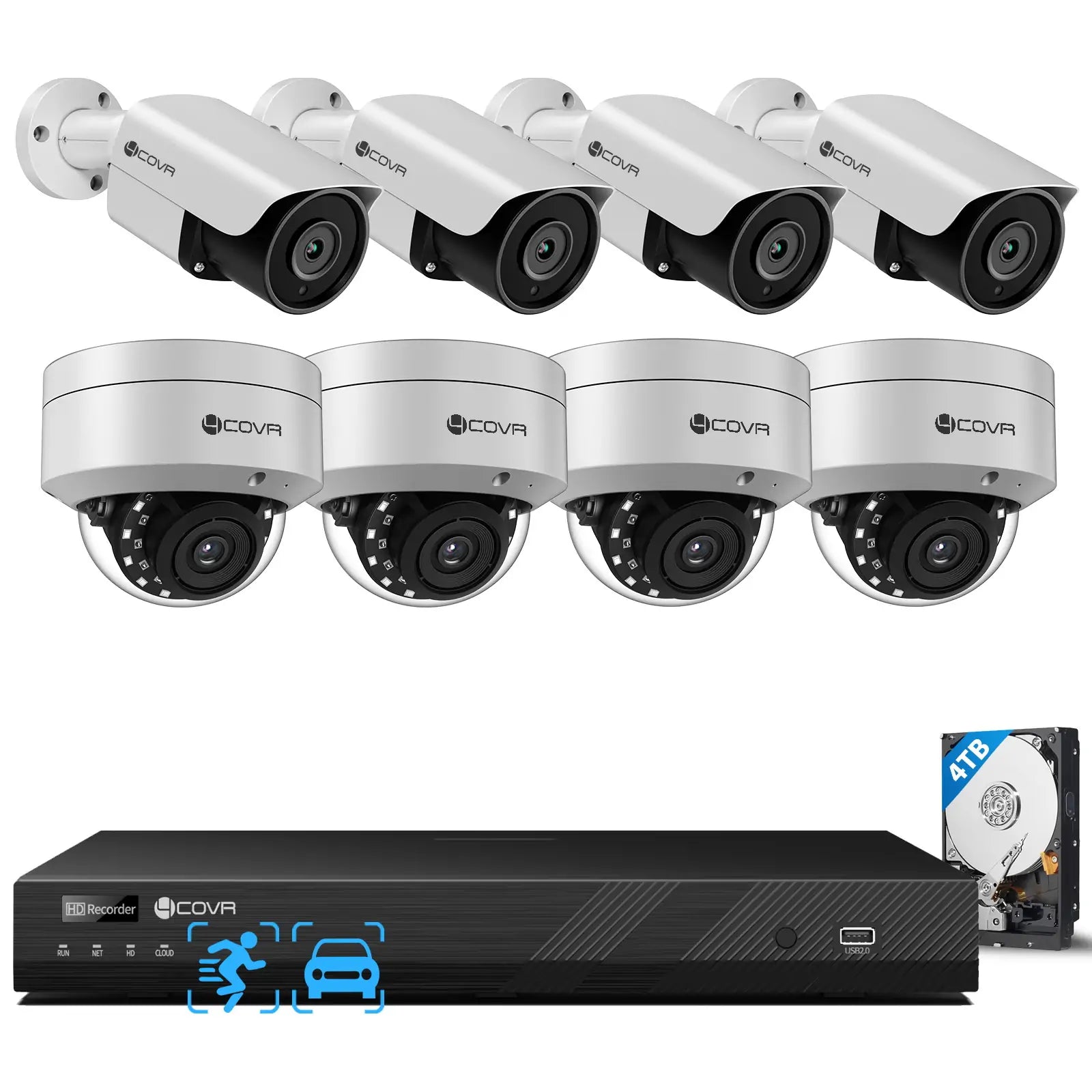 アンラン製（中国）NVR 5MP防犯カメラシステム 4台セット　JUNK品 16 Channel Security Camera System | 5MP Bullet & Dome, 4K 16CH NVR