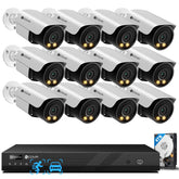 Sistema de cámara de seguridad de 16 canales | Bala Ultra HD de 12MP, Detección de IA
