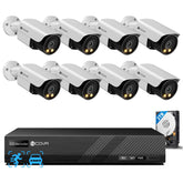 4COVR 5mp smart dual light security camera system with 8ch nvr and 8 bullet cameras