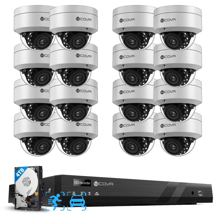 4COVR 5mp vandal proof security camera system with 16ch nvr and 16 dome cameras