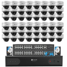 64 Camera PoE Security System with 5MP IK10 Dome Camera & 2* 24-Port PoE Switch & 2* 8TB HDD