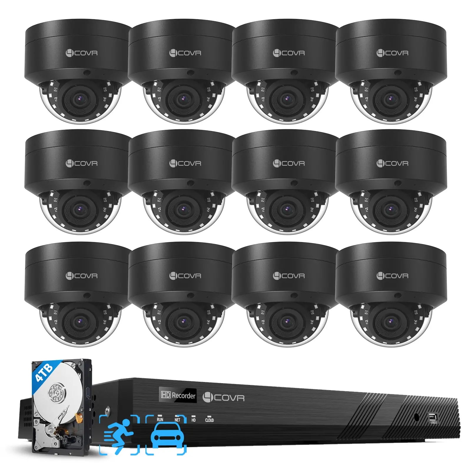 16 Channel PoE NVR System | 8MP Vandal-Proof Dome,AI Detection – 4COVR